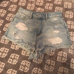 Light blue denim shorts